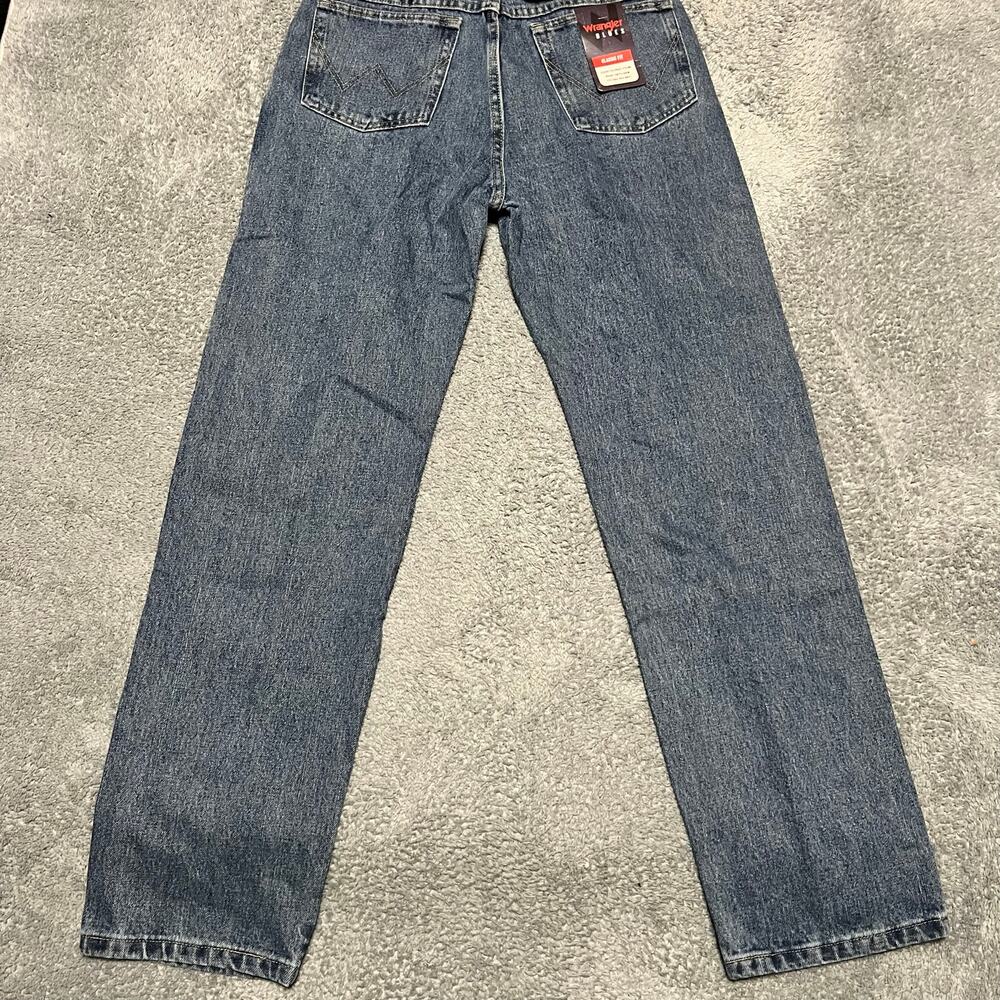 Wrangler Blues Jeans Mens 34x32 Blue Classic Fit Wrangler Blues 5 Pocket Denim
